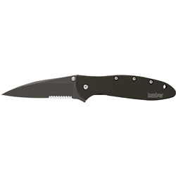 Kershaw, Leek, 3" Folding, Modified Drop Point, Part Serrated, Black