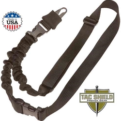 Tac Shield Shock Sling with Double QRB 1.25" W Single-Point Black Webbing for Rifle/Shotgun