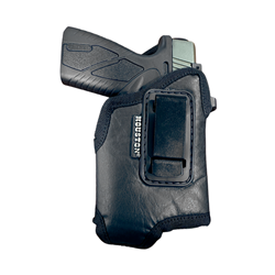 Houston Gun Holsters ECO - LEATHER Holster IWB with metal clip, Black, Size: 57GL (RH), Laser/Light