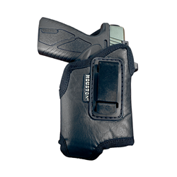 Houston Gun Holsters ECO - LEATHER Holster IWB with metal clip, Black, Size: 57GL (LH), Laser/Light