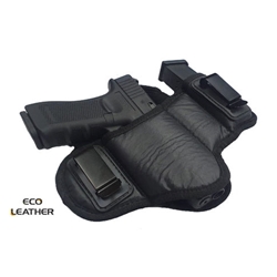 Houston Gun Holsters ECO - LEATHER IWH Dual Clip w/ Mag Holder - Holster, Black, Size: IWH2CM-SM