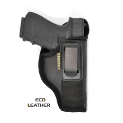 Houston Gun Holsters ECO - LEATHER Holster IWB with metal clip, Black, Size: 57G (RH), Tuckable