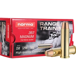 Norma Ammunition, Range & Training, 357 Magnum, 158 GR, FMJ