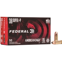 Federal, American Eagle Handgun 38 Super+P, 115 GR, JHP, 50 BX