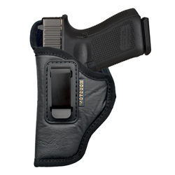 Houston Gun Holsters ECO - LEATHER Holster IWB with metal clip, Black, Size: 57G (LH)