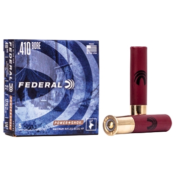 Federal, PowerShok, 410 Gauge, 2.5", Max Dram, .25oz, Rifled Slug, Hollow Point, 5 BX