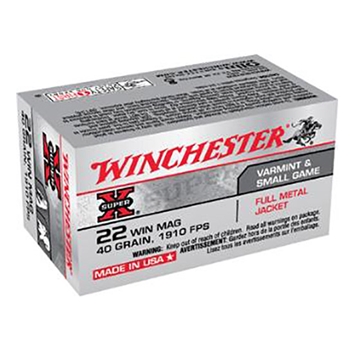 Winchester Ammunition, 22 WMR, 40 GR, FMJ, 50BX