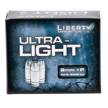 Liberty Ammunition 9mm +P Ultra Light 20 Bx 50gr