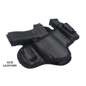 Houston Gun Holsters ECO - LEATHER IWH Dual Clip w/ Mag Holder - Holster, Black, Size: IWH2CM-SM