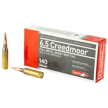 Aguila Ammunition, 6.5 Creedmoor, 140 GR, FMJ Boat Tail, 20 BX