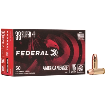 Federal, American Eagle Handgun 38 Super+P, 115 GR, JHP, 50 BX