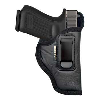 Houston Gun Holsters ECO - LEATHER Holster IWB with metal clip, Black, Size: 57G (RH)